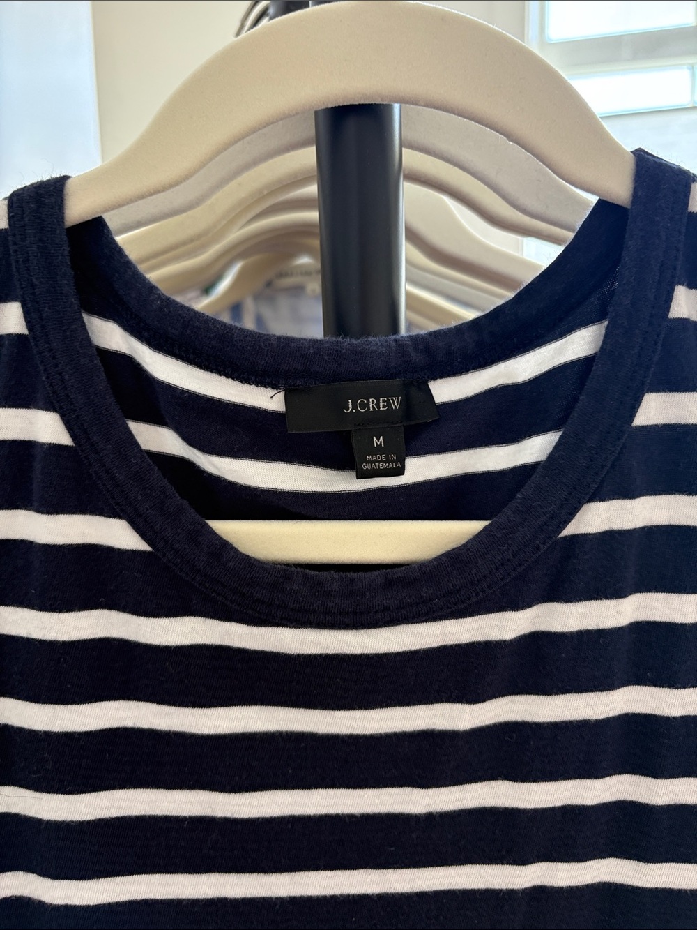 J. Crew Navy and White Striped Crewneck Tee